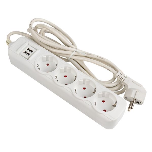 Удлинитель "Эксперт" 4 гнезда 2 метра 16А/3,5кВт с 2 USB 2,1А ПВС 3х1 EKF PROxima