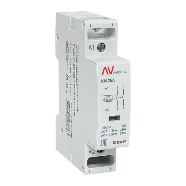 Контактор модульный КМ 25А 2NО 230VAC (1 мод.) AVERES EKF