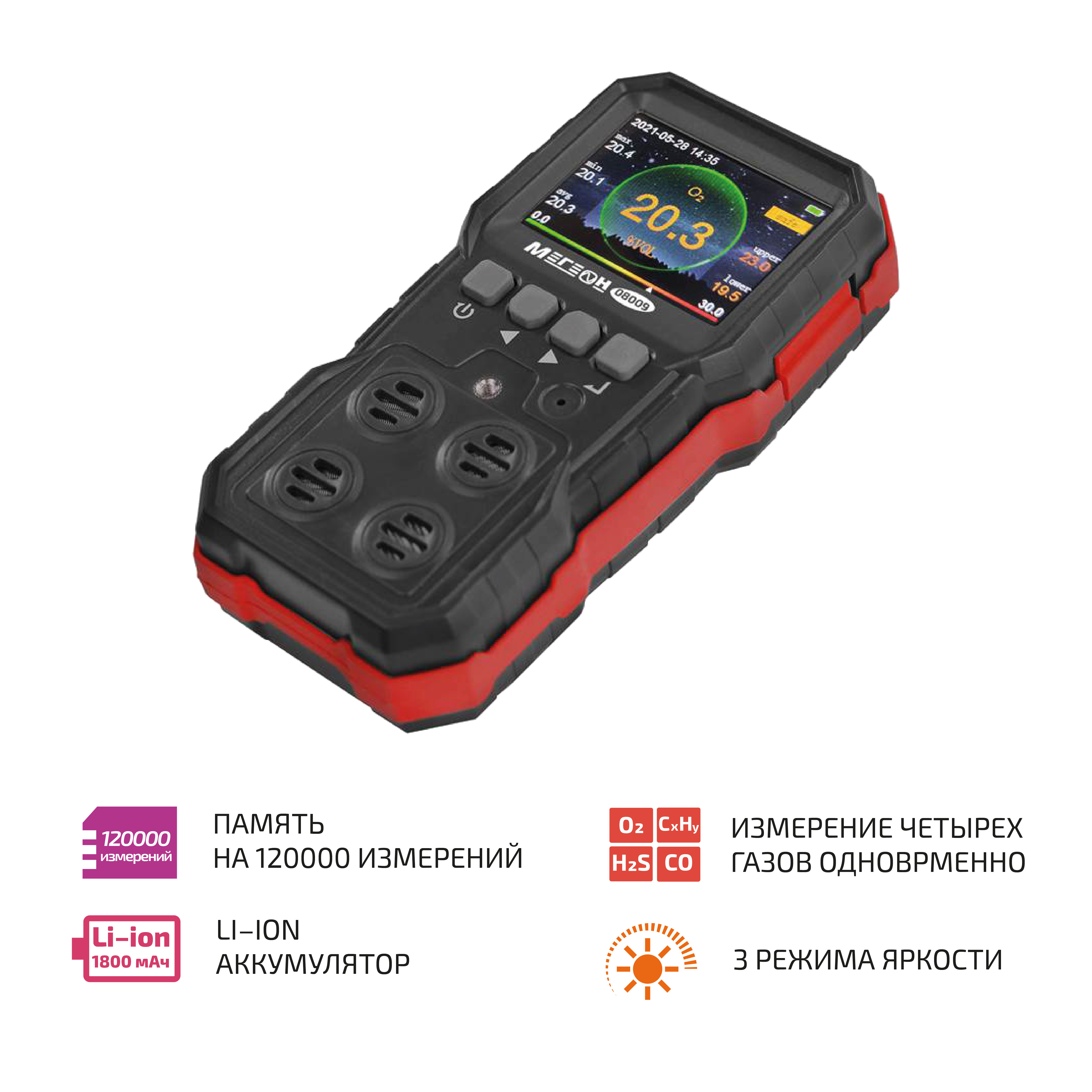Газоанализатор (комбинированный измеритель 4 в 1) МЕГЕОН 08009