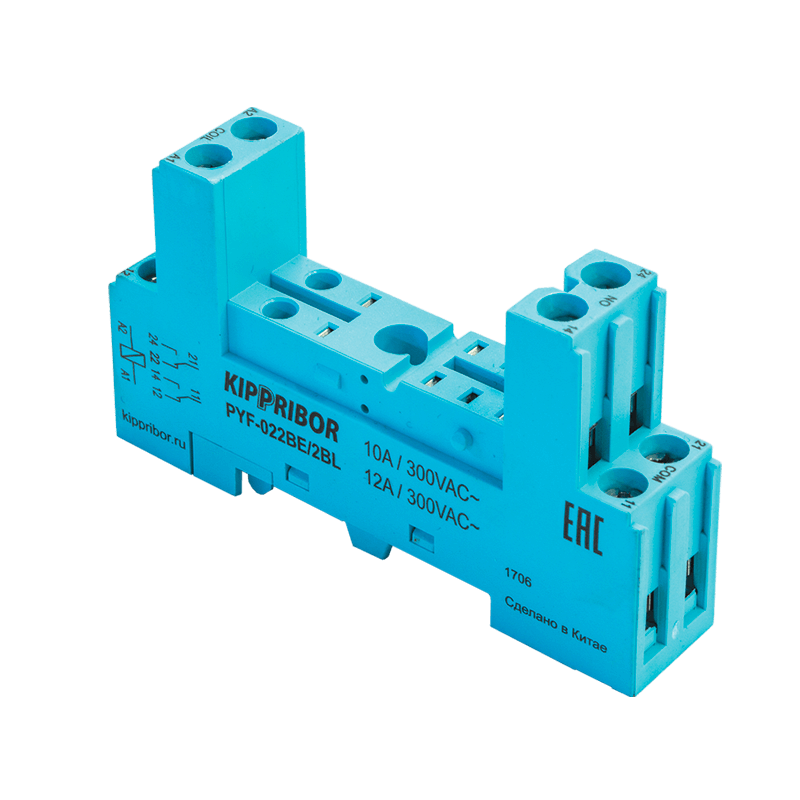2-ярусная колодка с винтовыми клеммами для 2-конт. реле MR, голубая 2 реле MR колодка винтовые 2 20 шт