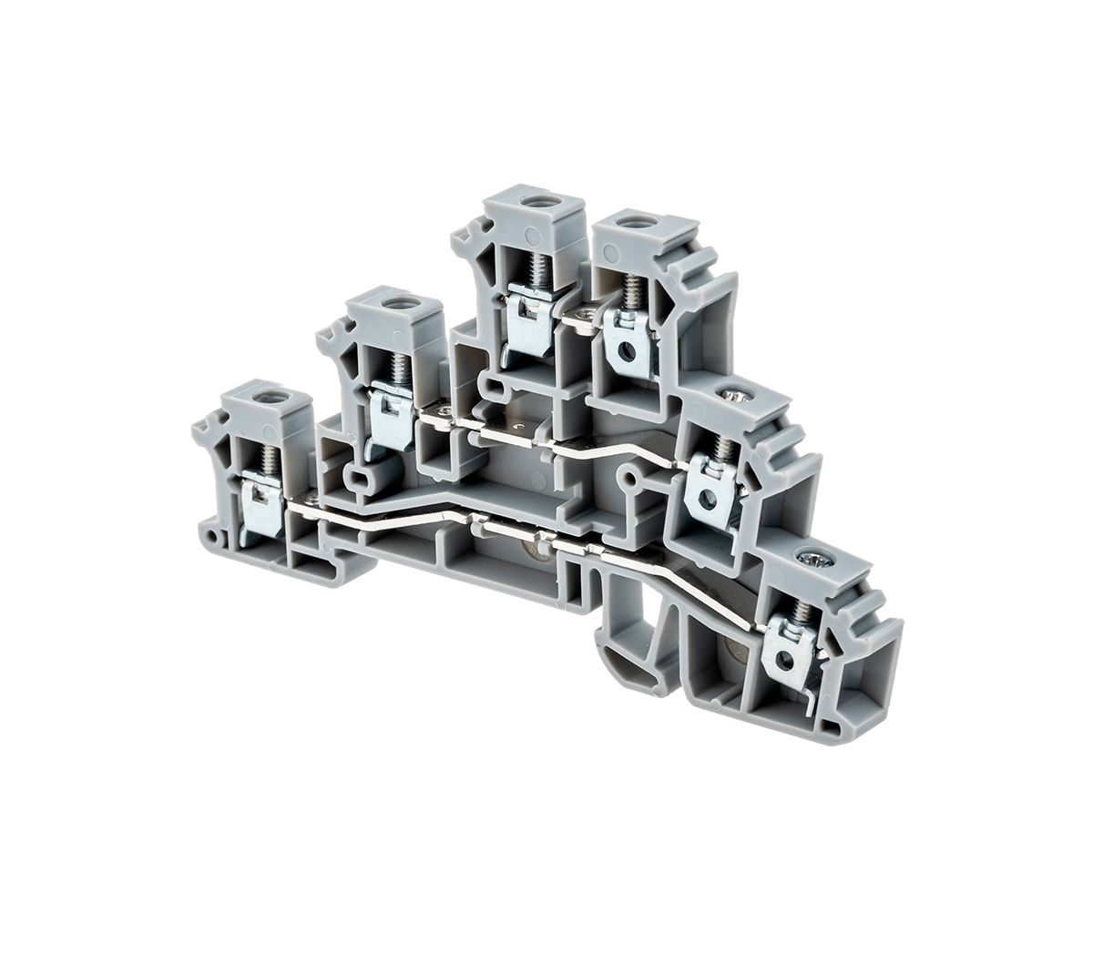 Клемма винтовая трехуровневая, 2.5 мм², серая