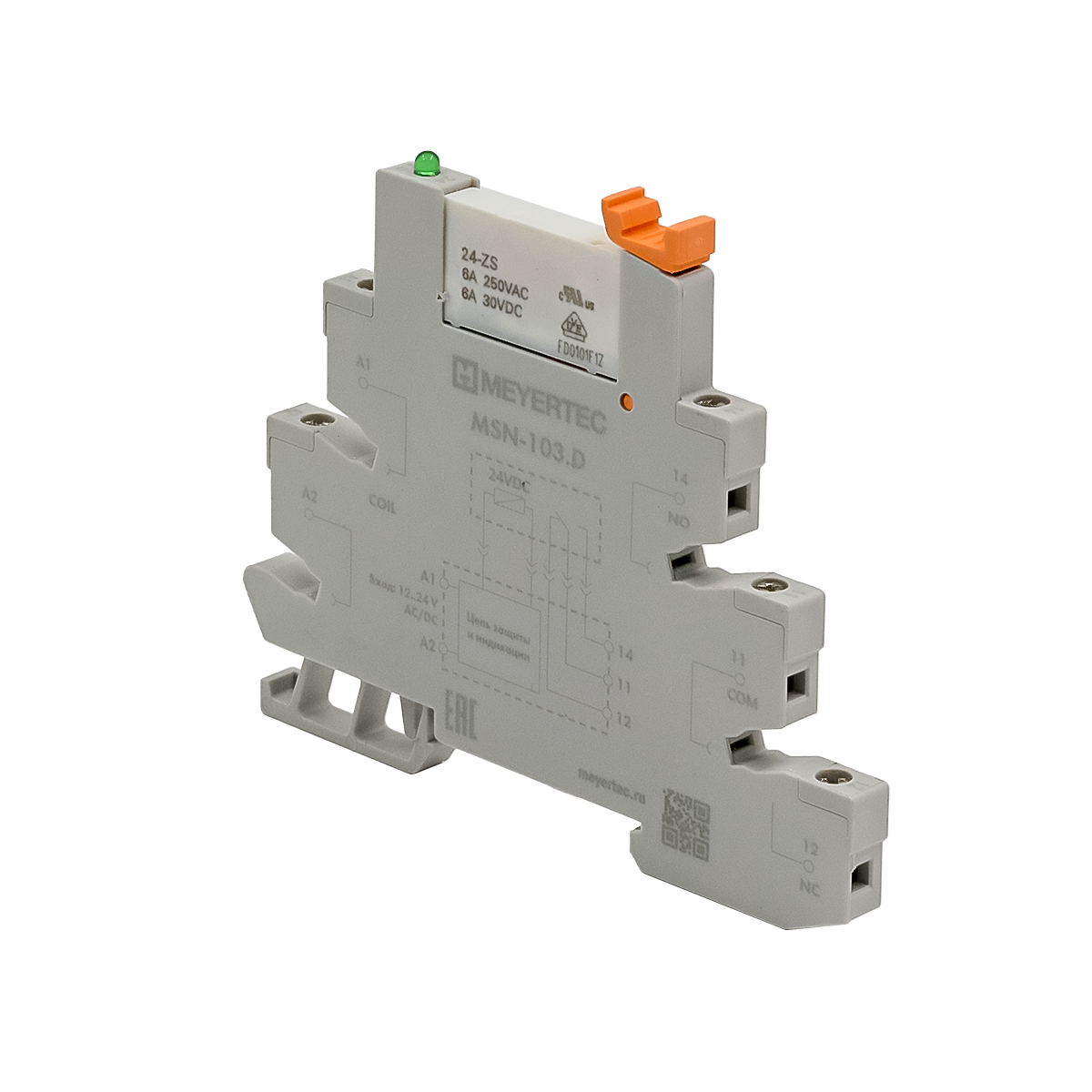 Модуль реле 1-конт, 24VDC, ток 6А и колодка MSN-103.D