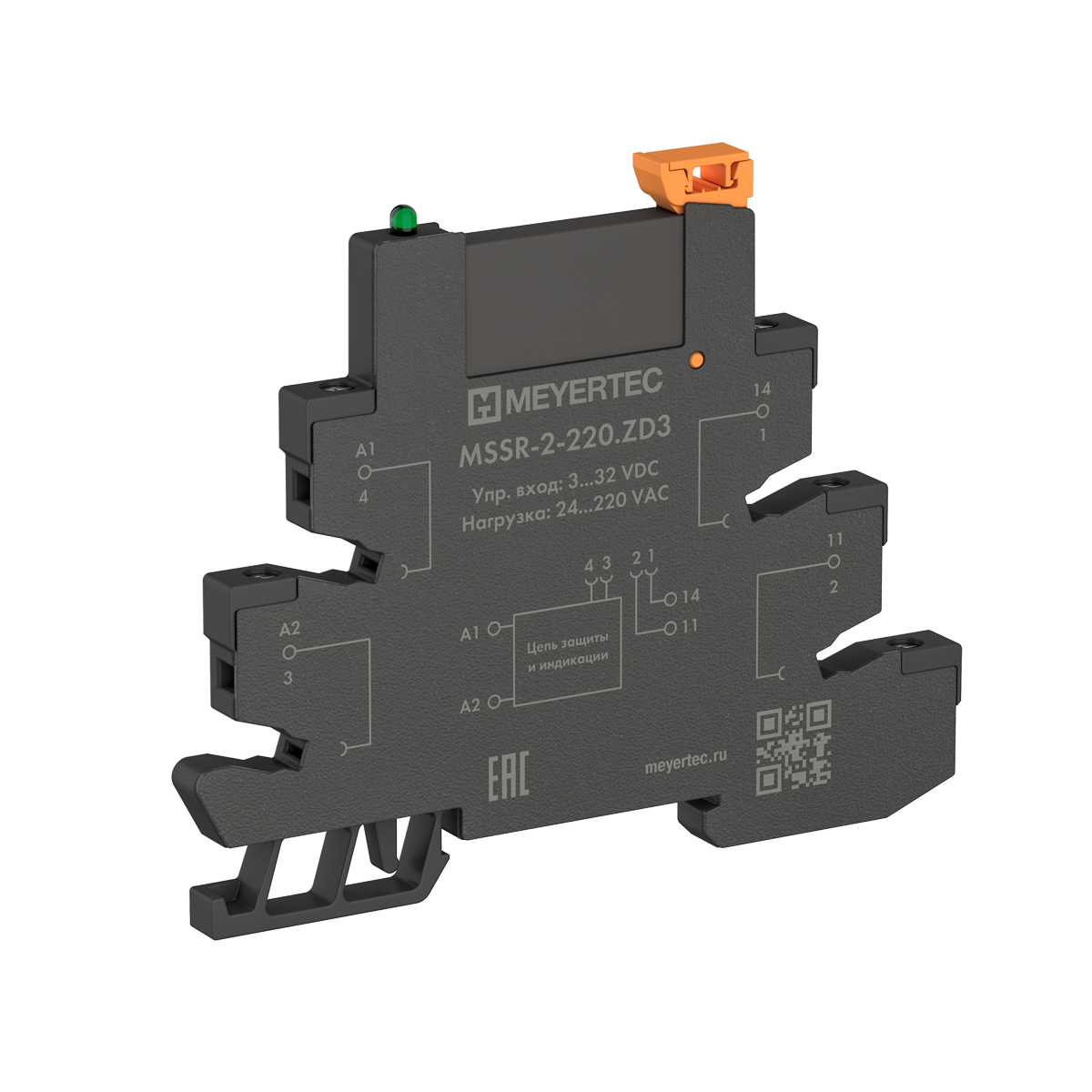 Модуль твердотельное реле и колодка MEYERTEC серии MSSR в компактном корпусе MSSR-2-220.ZD3