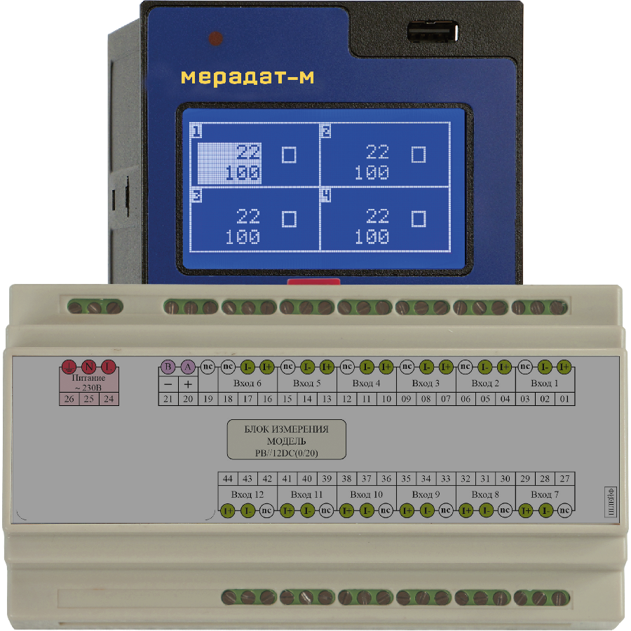 М25М6//4Р//485//8Gb//F//Eth-РВ//8DC(0/20)//8Р//8Р Мерадат измеритель 8-канальный