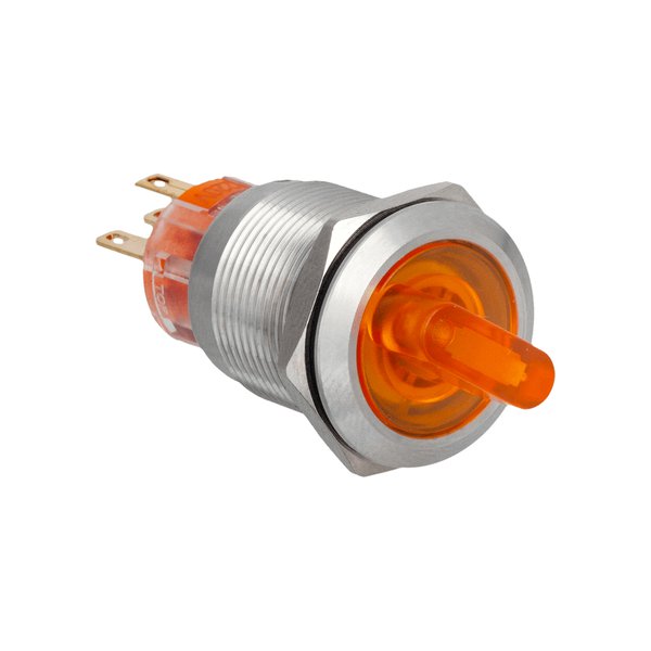 MT67-BD211Y220 Переключатель с подсветкой, с фиксацией, 220V AC/DC, желтый, 2 положения, 1NO+1NC, IP67, нержавеющая сталь Meyertec