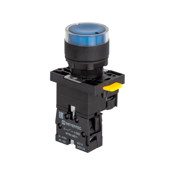 MTB2-EW36611 Кнопка синяя с подсветкой, 1NO, 24V AC/DC, IP54, пластик Meyertec