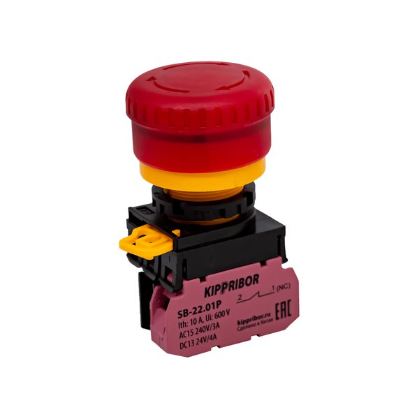 SB-22.ESF.01.R07R Кнопка аварийного останова с подсветкой 220V Кипприбор
