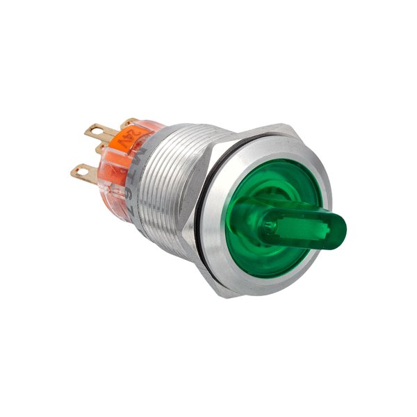 MT67-BD211G24 Переключатель с подсветкой, с фиксацией, 24V AC/DC, зеленый, 2 положения, 1NO+1NC, IP67, нержавеющая сталь Meyertec