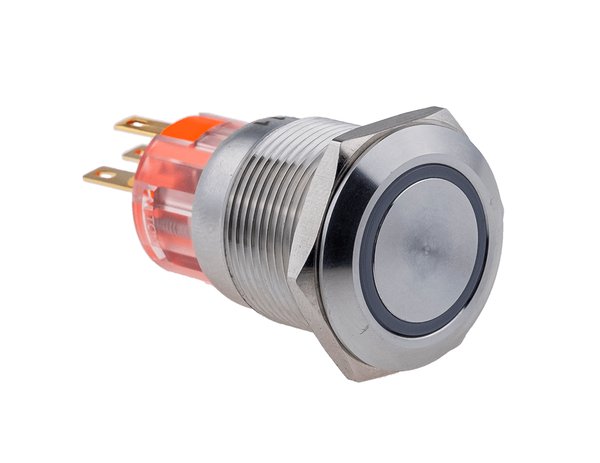 Кнопка с подсветкой красная, с фиксацией, 24В AC/DC, IP67