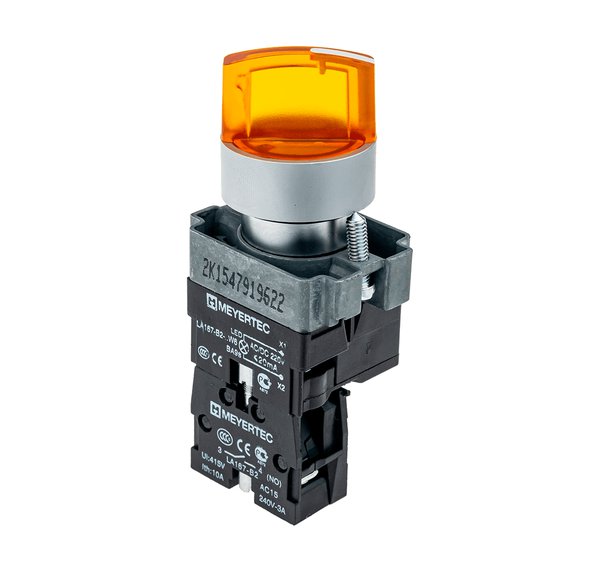 Переключатель с подсветкой, с фиксацией, 24V AC/DC, желтый, 3 положения, 1NO