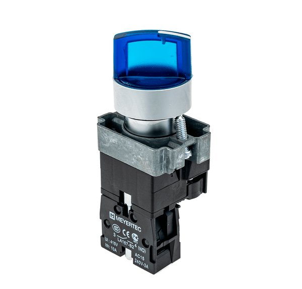 Переключатель с подсветкой, с фиксацией, 24V AC/DC, синий, 2 положения, 1NO