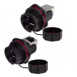 RJ45-F08J.BE.300.L Интерфейсный разъем 8P8C щитовой с фиксацией байонет угловой
