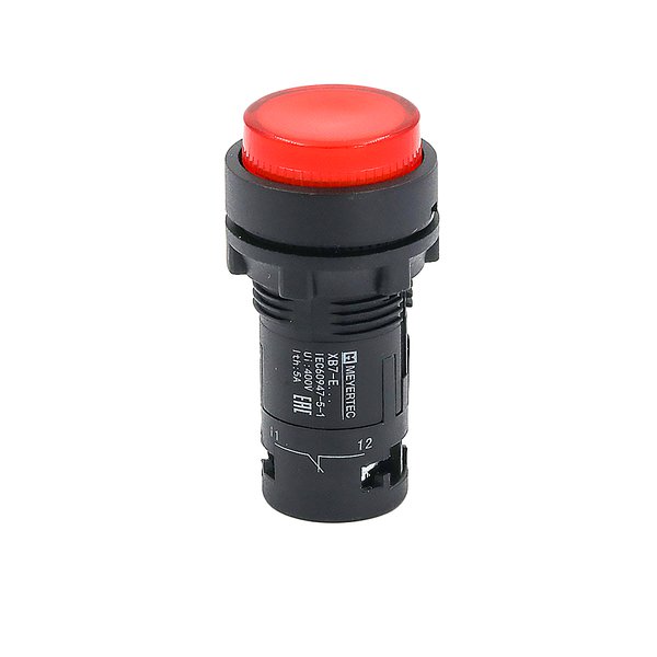 Кнопка красная выступающая с подсветкой, 1NС, 24V AC/DC, IP54, пластик
