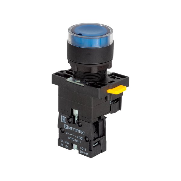 MTB2-EW36613 Кнопка синяя с подсветкой, 1NO, 220V AC/DC, IP54, пластик Meyertec