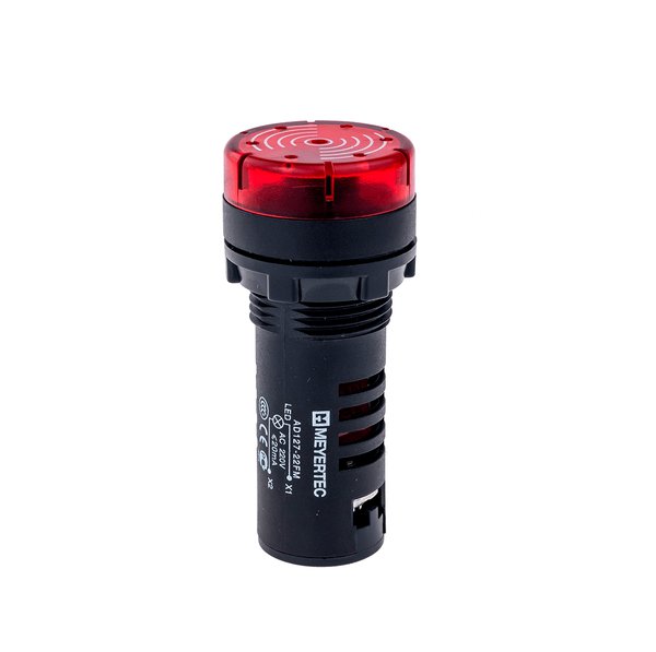 Зуммер с подсветкой, 80дБ, красный, 220V AС, IP40, пластик