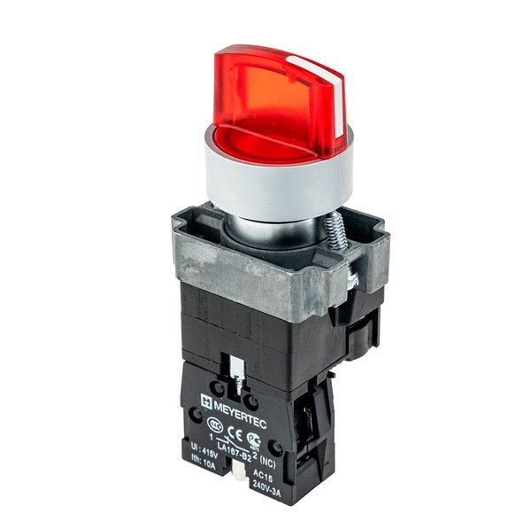 Переключатель с подсветкой, с фиксацией, 24V AC/DC, красный, 3 положения, 1NC