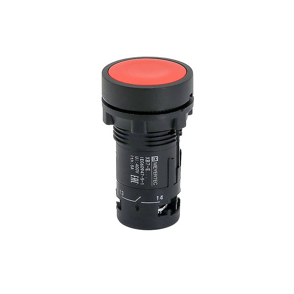 Кнопка плоская красная, 1NO+1NC, IP54, пластик