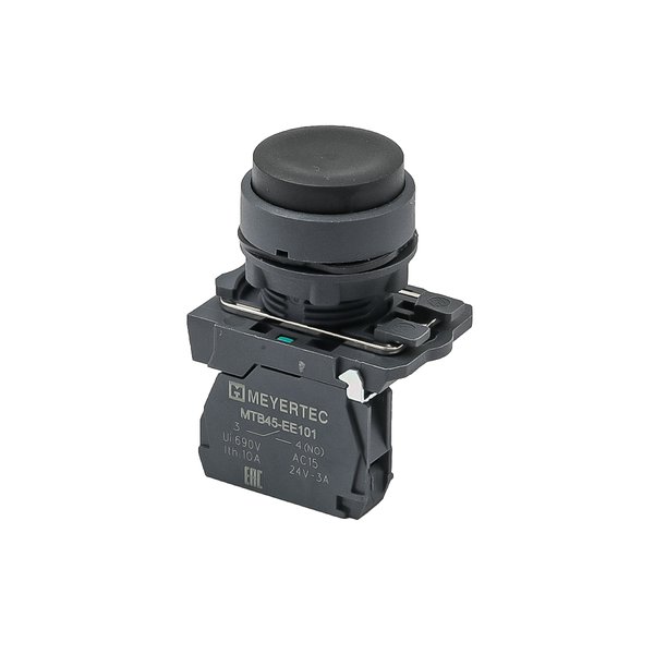 MTB5-AL21 Кнопка выступающая черная, 1NO, IP65, пластик Meyertec