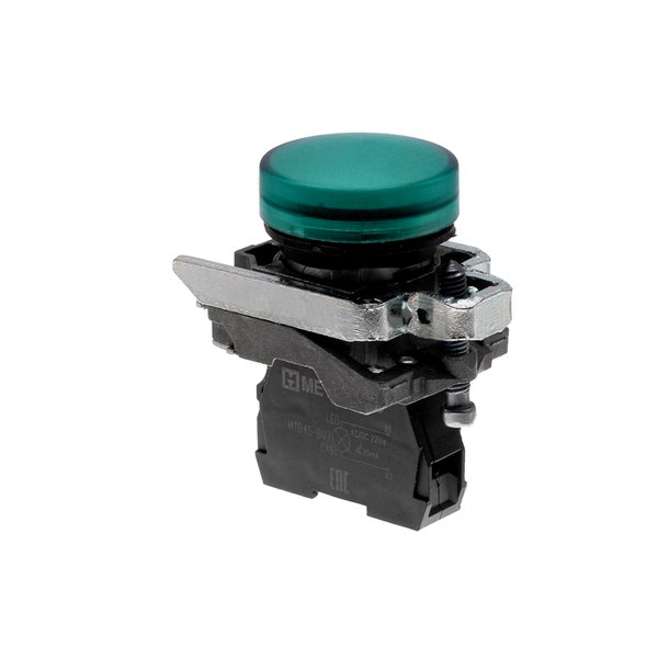 Лампа сигнальная зеленая, 220V AС/DC, IP65, металл