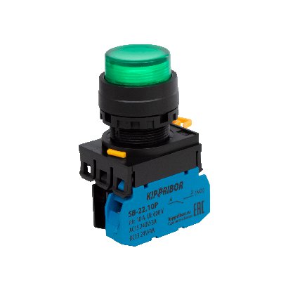SB-22.BSE.10.Y03Y Кнопка с самовозвратом и подсветкой, выступающая NO, 24 V, желтая Кипприбор