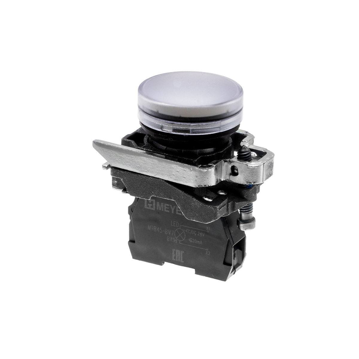 Лампа сигнальная белая, 24V AС/DC, IP65, металл