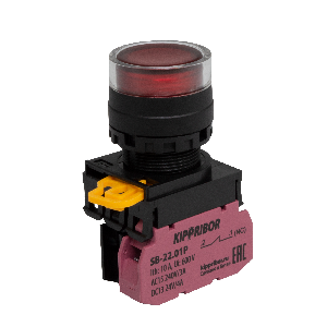 SB-22.BSF.10.W07W Кнопка с самовозвратом и подсветкой, плоская NO, 220 V, белая Кипприбор
