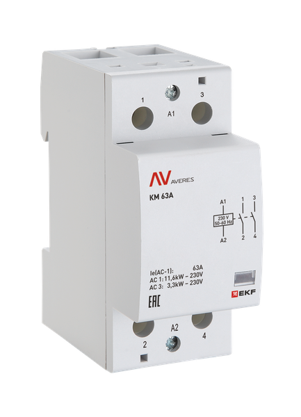 Контактор модульный КМ 63А 1NC+1NO 48VAC (2 мод.) AVERES EKF