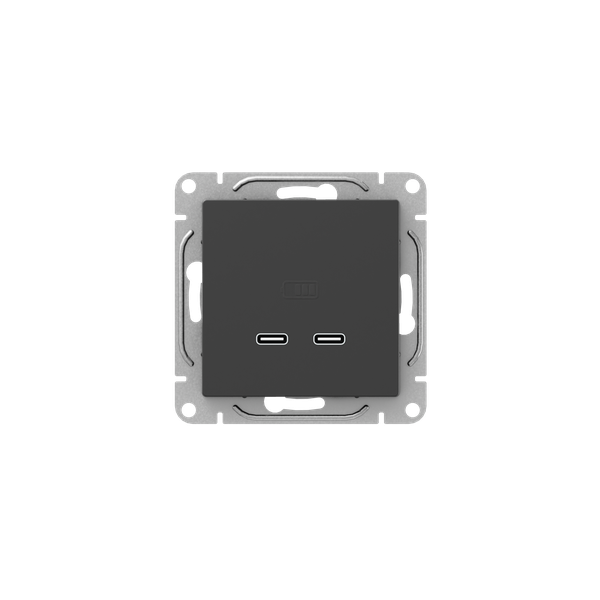 Механизм розетки USB-C - 2шт, чёрный Эпика EKF