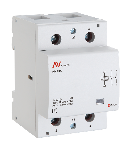 Контактор модульный КМ 100А 2NC 24VAC (3 мод.) AVERES EKF