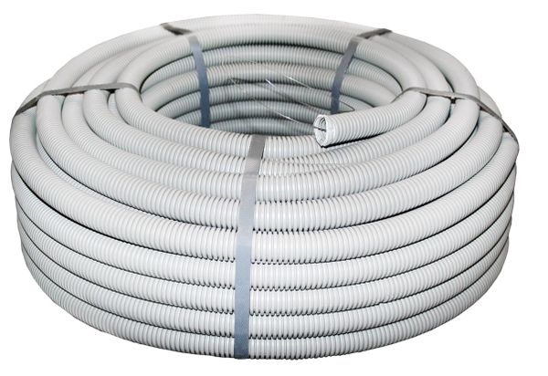 Труба гофр. ПВХ с протяжкой d50 мм (20 м) серая EKF-Plast