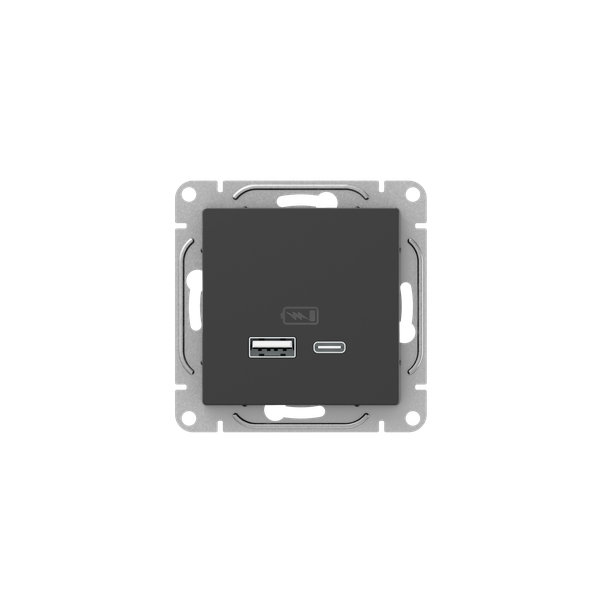 Механизм розетки USB-A+С, чёрный Эпика EKF