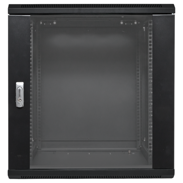 Шкаф настенный 19" TERACOM PRO 12U 600х600 мм дверь стеклянная с замком-ручкой чёрный