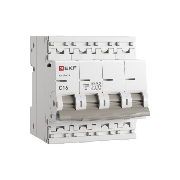 Автоматический выключатель ВА 47-63N 4P 16А (C) 4,5 кА PROXIMA EKF