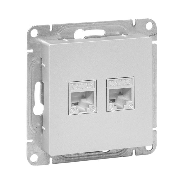 Механизм розетки RJ45 (cat5), алюминий Эпика EKF