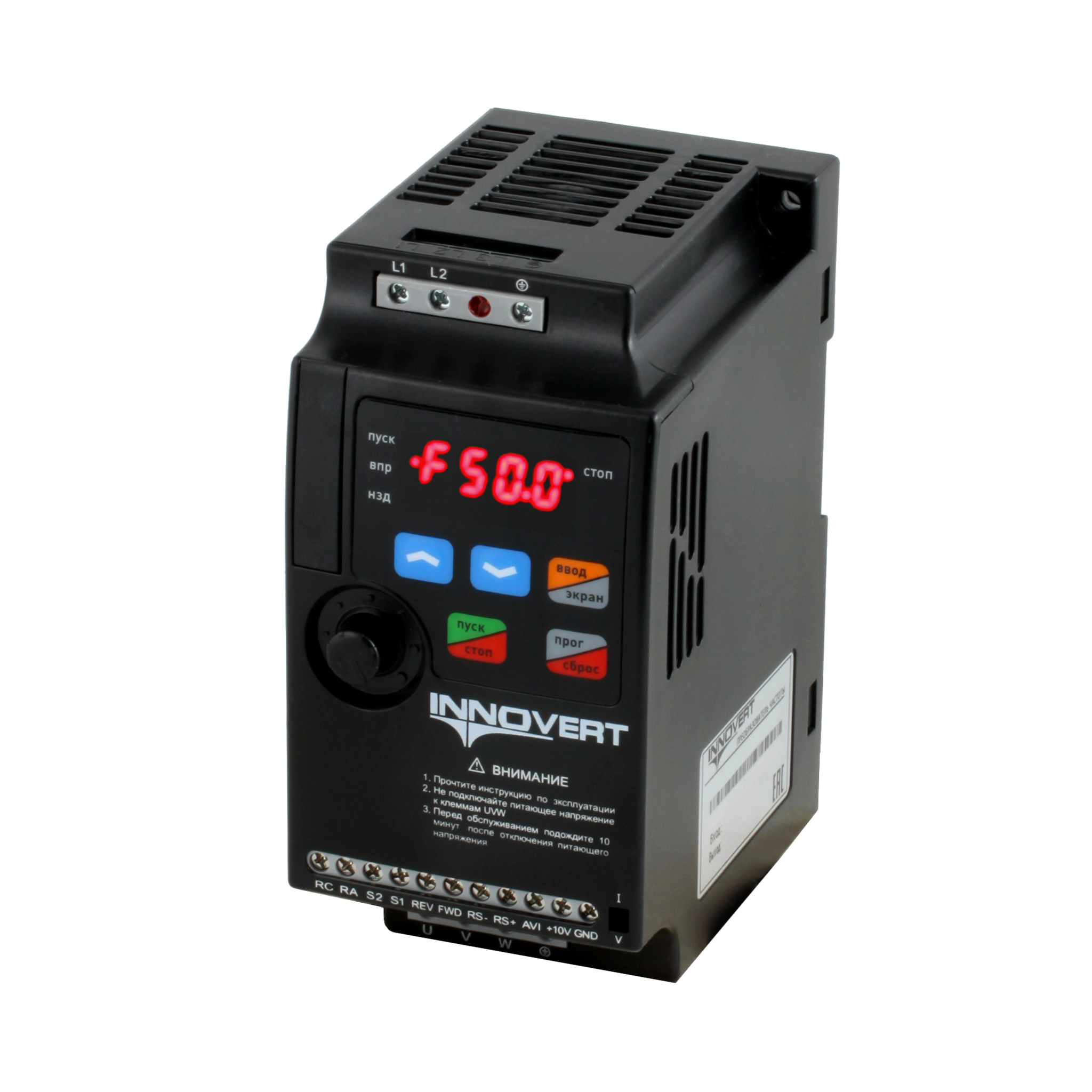 Преобразователь частоты INNOVERT VENT IVD551B21E, 0,55 кВт (вх: 1 ф х 220В / вых: 3 ф х 220В), выходной ток 3,5 А