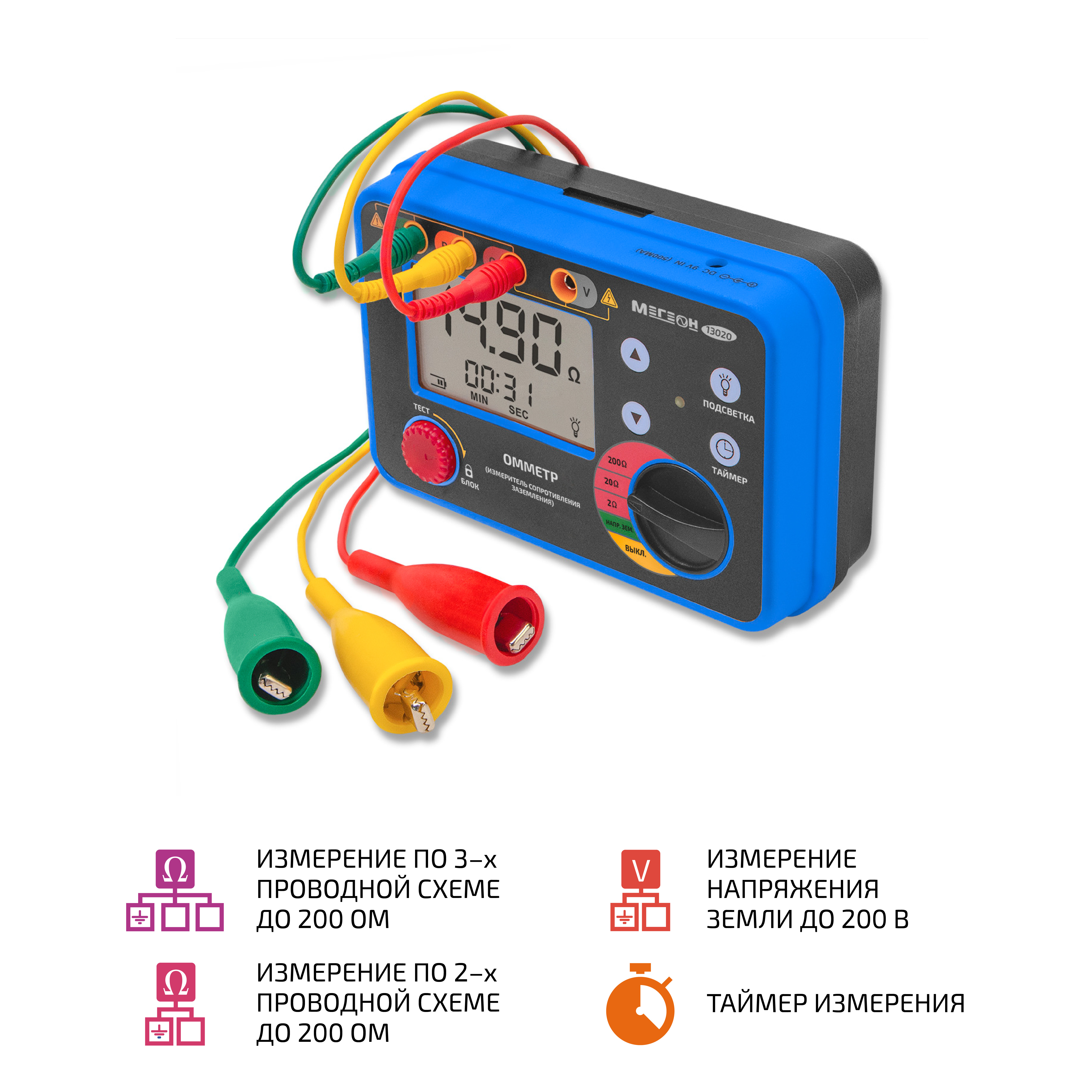 Омметр (измеритель сопротивления заземления) МЕГЕОН 13020